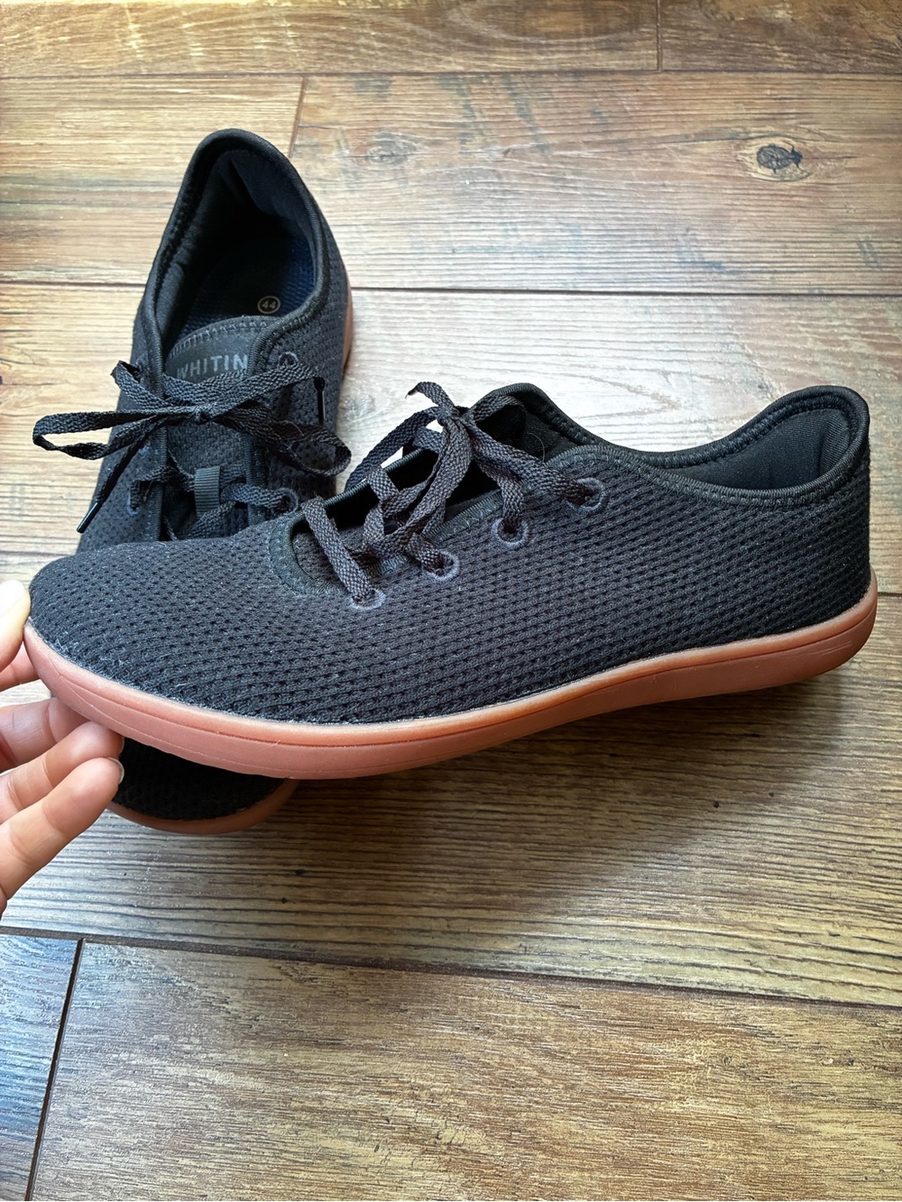 WHITIN Barefoot Black Knit Lace-Up Sneakers